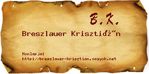 Breszlauer Krisztián névjegykártya